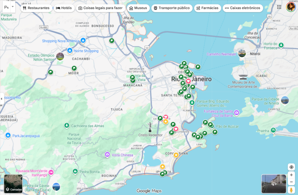 Como foi viajar sozinha pro Rio de Janeiro - pontos no mapa
